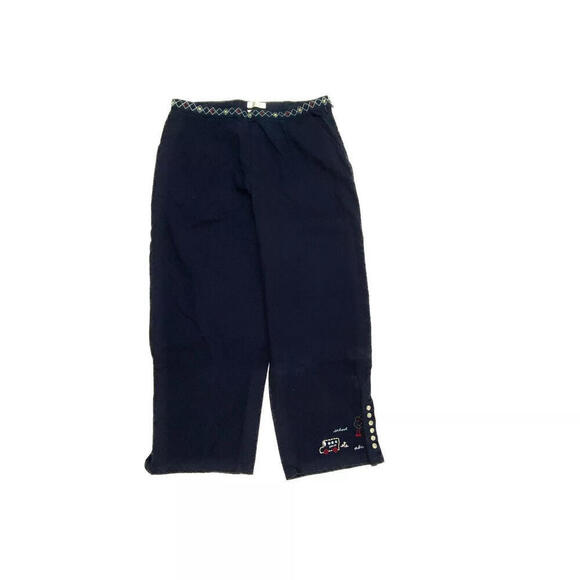 Christopher & Bank Capri Side zip Embroidered Women' size 10 Linen Navy Pants - Picture 1 of 4